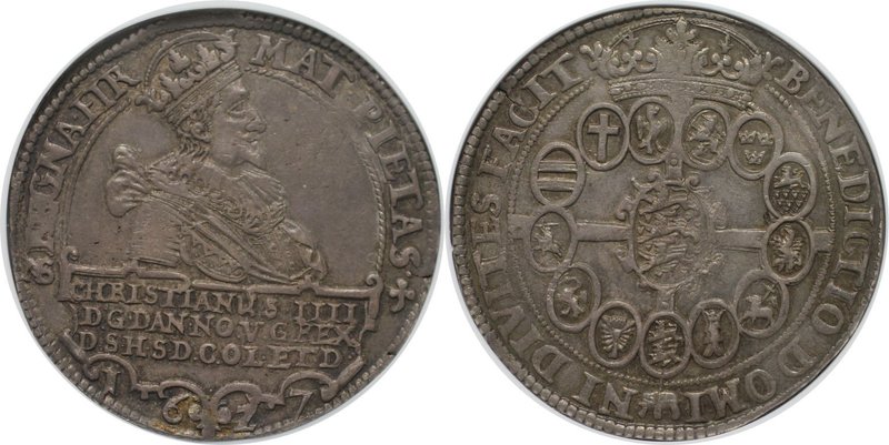 Europäische Münzen und Medaillen, Dänemark / Denmark. Speciedaler 1627 NS, Silbe...