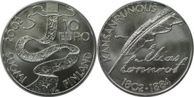 Europäische Münzen und Medaillen, Finnland / Finland. Elias Lönnrot. 10 Euro 2002, Silber. KM 108. Stempelglanz