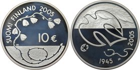Europäische Münzen und Medaillen, Finnland / Finland. 60 Jahre Friede und Freiheit. 10 Euro 2005, Silber. KM 120. Polierte Platte, mit Plastik Box