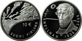 Europäische Münzen und Medaillen, Finnland / Finland. 125. Todestag von Johan Vilhelm Snellman. 10 Euro 2006, Silber. KM 124. Polierte Platte, mit Pla...