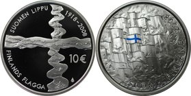 Europäische Münzen und Medaillen, Finnland / Finland. 90. Jahrestag der finnischen Flagge. 10 Euro 2008, Silber. KM 140. Polierte Platte, mit Plastik ...