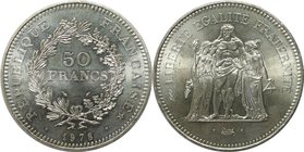 Europäische Münzen und Medaillen, Frankreich / France. Herkulesgruppe. 50 Francs 1978, Silber. Stempelglanz