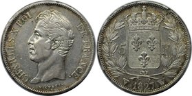 Europäische Münzen und Medaillen, Frankreich / France. Charles X. 5 Francs 1827 W, Silber. KM 728.13. Fast Vorzüglich