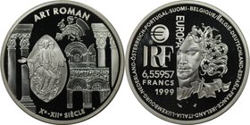 Europäische Münzen und Medaillen, Frankreich / France. Europäische Atr Styles - Art Roman. 6.55957 Francs 1999, Silber. KM 1245. Polierte Platte