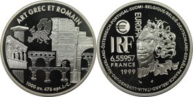 Europäische Münzen und Medaillen, Frankreich / France. Europäische Atr Styles - Griechische & Römische Art. 6.55957 Francs 1999, Silber. KM 1244. Poli...