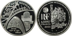 Europäische Münzen und Medaillen, Frankreich / France. Europäische Atr Styles - Art Moderne. 6.55957 Francs 2000, Silber. KM 1228. Polierte Platte