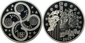 Europäische Münzen und Medaillen, Frankreich / France. Europäische Währungsunion. 1 1/2 Euro 2003, Silber. KM 1338. Polierte Platte