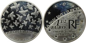 Europäische Münzen und Medaillen, Frankreich / France. 60 Jahre Frieden und Freiheit. 1 1/2 Euro 2005, Silber. KM 1441. Polierte Platte, mit Plastik B...