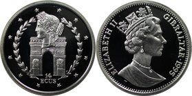 Europäische Münzen und Medaillen, Gibraltar. Napoleon und Arc the Triomph. 14 Ecus 1995. Silber. KM 495. Polierte Platte
