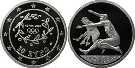 Europäische Münzen und Medaillen, Griechenland / Greece. XXVIII. Olympische Sommerspiele 2004 in Athen - Weitsprung. 10 Euro 2004, Silber. KM 146. Pol...