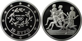 Europäische Münzen und Medaillen, Griechenland / Greece. XXVIII. Olympische Sommerspiele 2004 in Athen - Staffellauf. 10 Euro 2004, Silber. KM 196. Po...