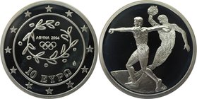 Europäische Münzen und Medaillen, Griechenland / Greece. XXVIII. Olympische Sommerspiele 2004 in Athen - Diskuswerfer. 10 Euro 2004, Silber. KM 191. P...