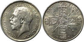 Europäische Münzen und Medaillen, Großbritannien / Vereinigtes Königreich / UK / United Kingdom. George V. Florin 1914, Silber. KM 817. Spink 4012. Fa...