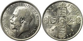 Europäische Münzen und Medaillen, Großbritannien / Vereinigtes Königreich / UK / United Kingdom. George V. Florin 1917, Silber. KM 817. Spink 4012. Fa...