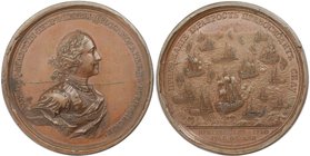 Russische Münzen und Medaillen, Peter I. (1699-1725). Medaille 1720, Kupfer. 78.19 g. 6 mm. Diakov. 56.7. Vorzüglich