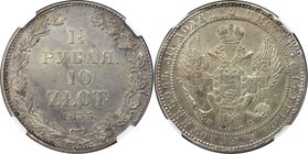 Russische Münzen und Medaillen, Nikolaus I. (1826-1855), für Polen. 10 Zlotych 1835 NG, Silber. Bitkin 1087. KM C134. NGC AU-55