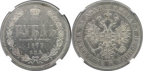 Russische Münzen und Medaillen, Alexander II. (1854-1881). Rubel 1873 SPB NI, Silber. Bitkin 86. Petrov ( 2.25 Rubl). NGC AU-Det