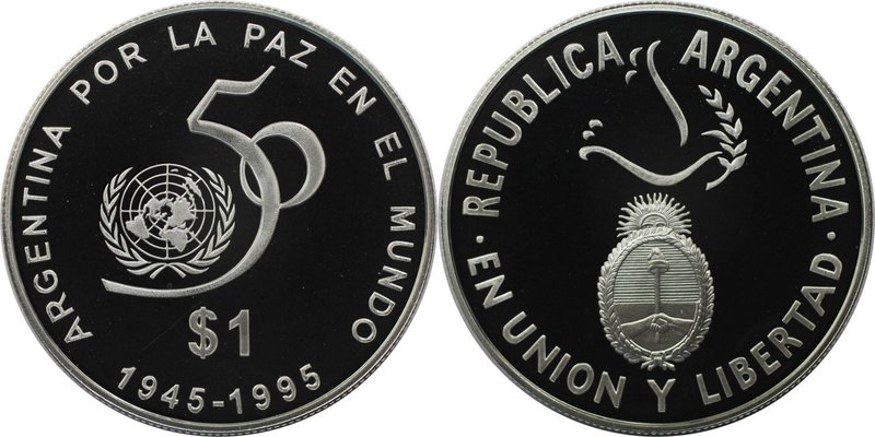 Weltmünzen und Medaillen, Argentinien / Argentina. 50 Jahre Vereinte Nationen. 1...