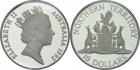 Weltmünzen und Medaillen, Australien / Australia. "Northern Territory". 10 Dollars 1992, 0,925 Silber. 0,591 OZ. 20 g. KM 188. Polierte Platte