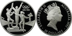 Weltmünzen und Medaillen, Australien / Australia. Drei Sportlerinnen bei der Siegerehrung. 20 Dollars 1993, Silber. Polierte Platte, mit Box + Zertifi...