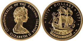Weltmünzen und Medaillen, Bahamas. 50 Dollars 1971, Gold. 0.59 OZ. KM 30. Polierte Platte