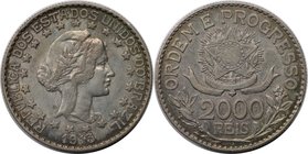 Weltmünzen und Medaillen, Brasilien / Brazil. 2000 Reis 1913, Silber. KM 514. Sehr schön-vorzüglich