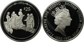 Weltmünzen und Medaillen, Britische Jungferninseln / British Virgin Islands. Entdeckung Amerikas - Kolumbus vor Königin Isabella. 25 Dollars 1992, Sil...