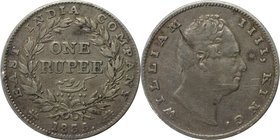 Weltmünzen und Medaillen, Indien / India. British Indien. William IV. (1830-1837). 1 Rupee 1835, Silber. KM 450.7. Sehr Schön