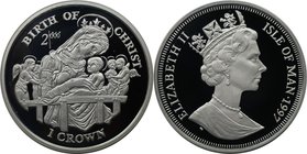 Weltmünzen und Medaillen, Isle of Man. "Birth of Christ". 1 Crown 1997, Silber. KM 799a. Polierte Platte