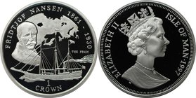 Weltmünzen und Medaillen, Isle of Man. Fridtjof Nansen. 1 Crown 1997, Silber. KM 768a. Polierte Platte
