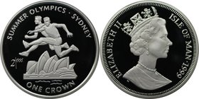 Weltmünzen und Medaillen, Isle of Man. Olympische Spiele 2000 in Sydney - Hürdenlauf. 1 Crown 1999, Silber. KM 930a. Polierte Platte