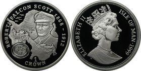 Weltmünzen und Medaillen, Isle of Man. Robert Falcon Scott. 1 Crown 1999, Silber. KM 957a. Polierte Platte
