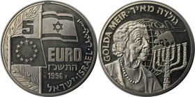 Weltmünzen und Medaillen, Israel. "Golda Meir". Medaille "5 Euro 1996", Kupfer-Nickel. KM X# 18. Stempelglanz