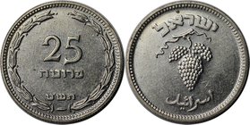 Weltmünzen und Medaillen, Israel. 25 Prutah 1949, Kupfer-Nickel. KM #12. Weintrauben mit Perle. Stempelglanz