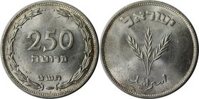 Weltmünzen und Medaillen, Israel. 250 Prutah 1949, Silber. 0.23 OZ. KM #15a. Stempelglanz