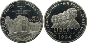 Weltmünzen und Medaillen, Vereinigte Staaten / USA / United States. Nationale Gedenkstätte Vietnamkrieg - Frauen im Wehrdienst. Dollar 1994 P, Silber....