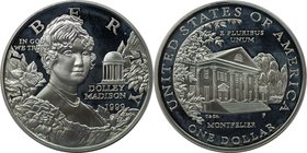 Weltmünzen und Medaillen, Vereinigte Staaten / USA / United States. Dolley Madison. Dollar 1999 P, Silber. KM 298. Polierte Platte