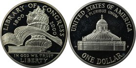 Weltmünzen und Medaillen, Vereinigte Staaten / USA / United States. Kongressbibliothek. Dollar 2000 P, Silber. KM 311. Polierte Platte