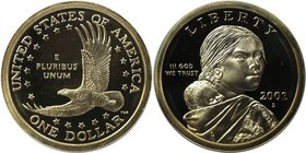 Weltmünzen und Medaillen, Vereinigte Staaten / USA / United States. Amerikanische Ureinwohner - Sacagawea. Dollar 2002 S. KM 310. Polierte Platte