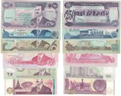 Banknoten, Irak / Iraq, Lots und Sammlungen. 5, 25, 50, 100, 250, 10000 Dinars 1992-2002. Pick: 80, 83, 84, 85, 86, 89. Lot von 6 Banknoten. I