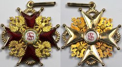 Orden und Medaillen, Russland / Russia, Russland bis 1918. Orden der St. Stanislaus II. Klasse (Kommandantenkreuz), 52x52mm, punziert °56° und AK (Kei...