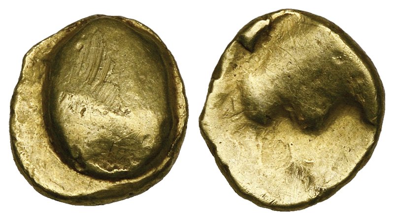 Central Europe, the Boii, gold third stater, 2nd-1st century BC, raised globule,...