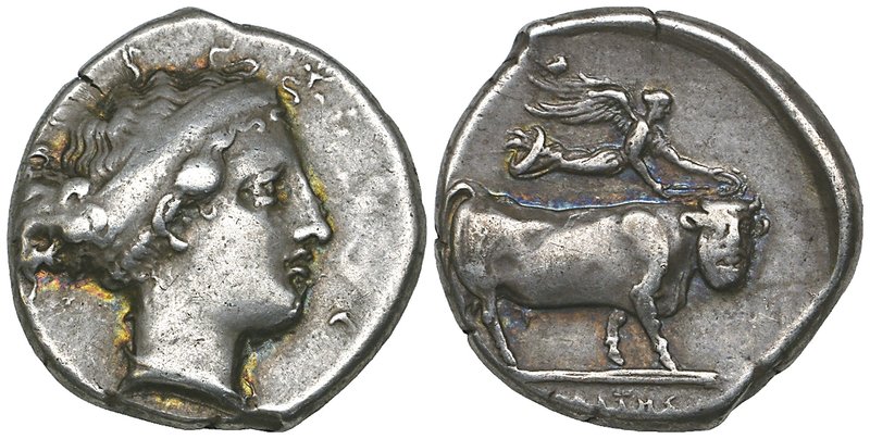 Italy, Campania, Neapolis, didrachm, c. 400 BC, head of nymph right wearing broa...