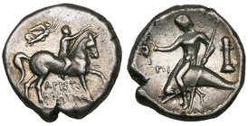 Italy, Calabria, Tarentum, didrachms (5), 3rd century BC, various types (cf. Vlasto 789, 803, 836, 877 (2)); drachm (cf. Vlasto 1068); and diobols (2)...