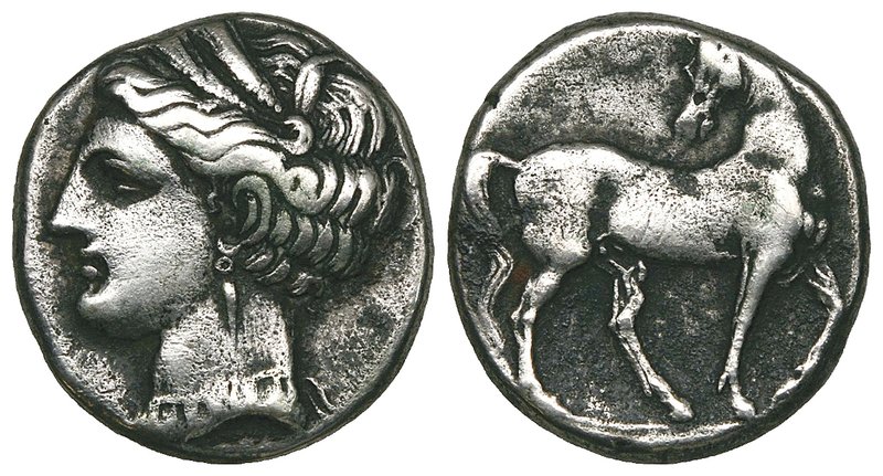 Zeugitana, Carthage, reduced weight shekel, First Punic War, 264-241 BC, wreathe...