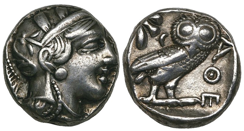 Attica, Athens, tetradrachm, later 5th century BC, helmeted head of Athena right...