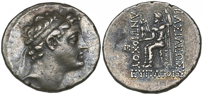 Kings of Syria, Antiochos V (164-162 BC), tetradrachm, Antioch, diademed head ri...