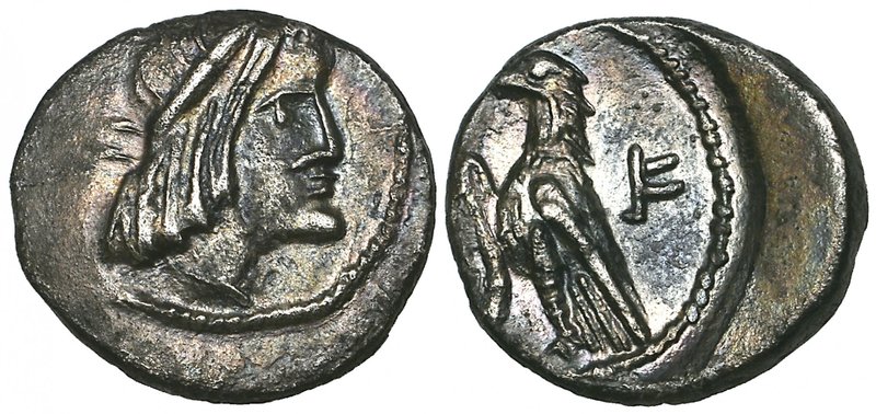 Nabataea, Syllaeus (c. 9-6 BC), hemidrachm, diademed head right, rev., eagle sta...