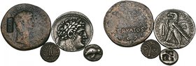 Phoenicia, Tyre, tetradrachm, dated year 97, 30/29 BC, laureate head of Melkarth right, rev., eagle standing left on prow, 14.02g, die axis 1.oo (RPC ...