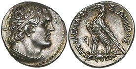 Egypt, Ptolemy VI (sole reign, 180-170 BC), tetradrachm, uncertain Cypriote mint, diademed head of Ptolemy I right, rev., eagle standing left on thund...